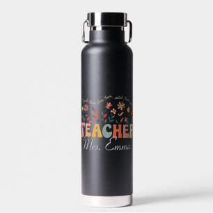 Personalisierte Groovy Blumen Lehrer Individuelles Trinkflasche