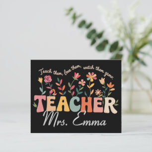 Personalisierte Groovy Flowers Lehrer Geschenk