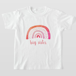 Personalisierte große Schwester Boho Regenbogen T-Shirt