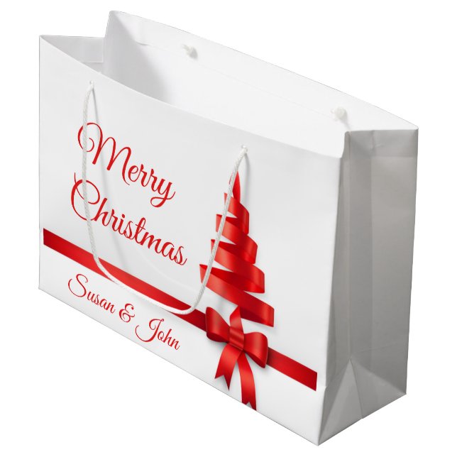 Personalisierte große Weihnachtsgeschenk-Tasche Geschenktüte (Vorderseite Schrägansicht)