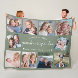 Personalisierte Großeltern 10 Foto Collage Modern Fleecedecke