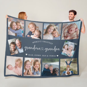 Personalisierte Großeltern 10 Foto-Collage Modern Fleecedecke
