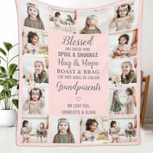 Personalisierte Großeltern FotoCollage Fleecedecke