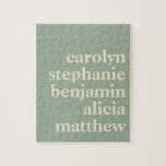 Personalisierte Großkinder-Namen in Sage Green Puzzle<br><div class="desc">Moderne Typografie Personalisierte Grandkindnamen | Sage Green Puzzle</div>