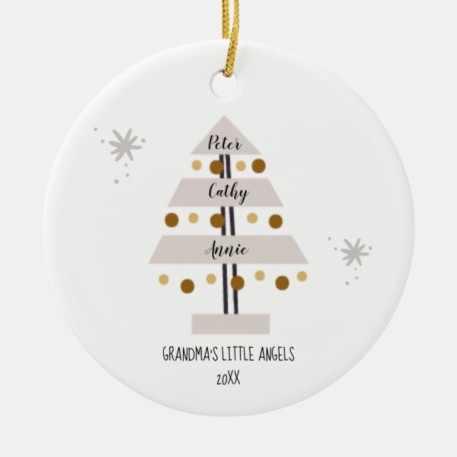 Personalisierte Großkinder Weihnachtsbaum C Keramik Ornament (Vorne)