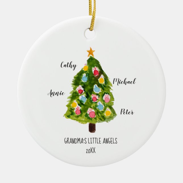 Personalisierte Großkinder Weihnachtsbaum Keramik Ornament (Vorne)