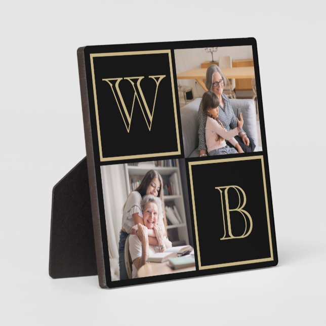 Personalisierte Großmutter aus schwarzem Gold Gebu Fotoplatte (Vorderseite)
