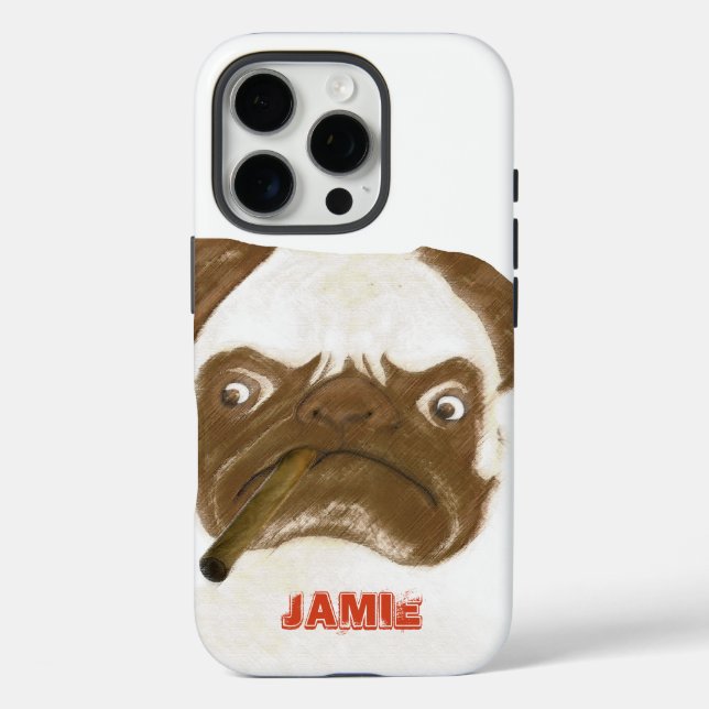 Personalisierte Grumpy Puggy mit Cigar Case-Mate iPhone Hülle (Rückseite)