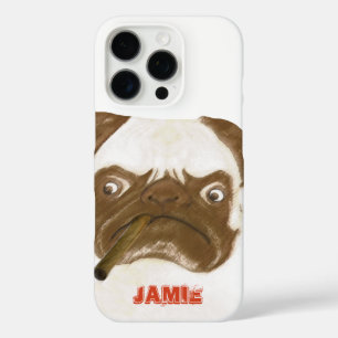 Personalisierte Grumpy Puggy mit Cigar iPhone 16 Pro Hülle