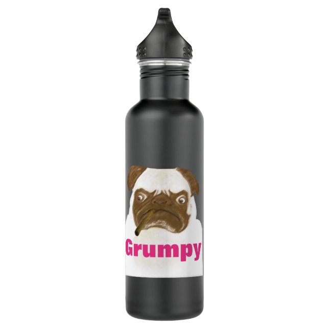 Personalisierte Grumpy Puggy mit Cigar Edelstahlflasche (Rechts)