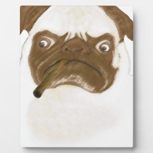 Personalisierte Grumpy Puggy mit Cigar Fotoplatte