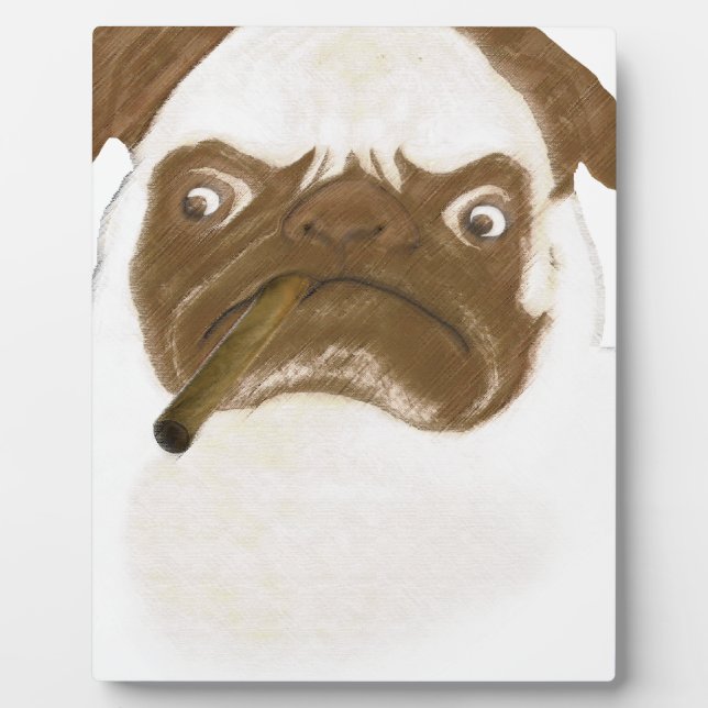 Personalisierte Grumpy Puggy mit Cigar Fotoplatte (Vorderseite)