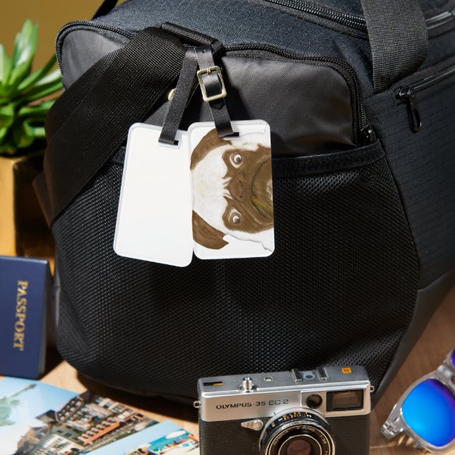 Personalisierte Grumpy Puggy mit Cigar Gepäckanhänger (Vorderseite & Rückseite)