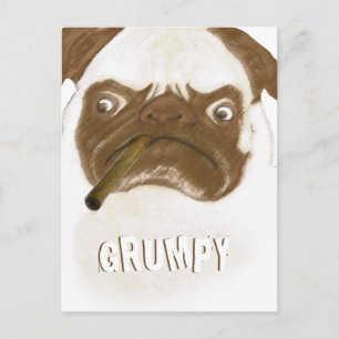 Personalisierte Grumpy Puggy mit Cigar Postkarte