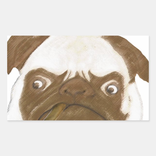 Personalisierte Grumpy Puggy mit Cigar Rechteckiger Aufkleber (Vorderseite)