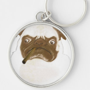 Personalisierte Grumpy Puggy mit Cigar Schlüsselanhänger
