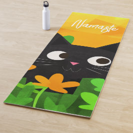 Personalisierte, grün-orange-schwarze Katze Yogamatte