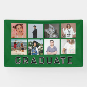Personalisierte grüne 8-Foto-Collage Abschlussfeie Banner