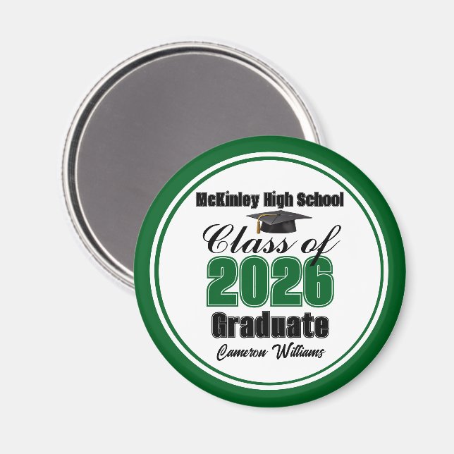 Personalisierte grüne Abschlussfeier der Klasse 20 Magnet (Vorderseite/Rückseite)