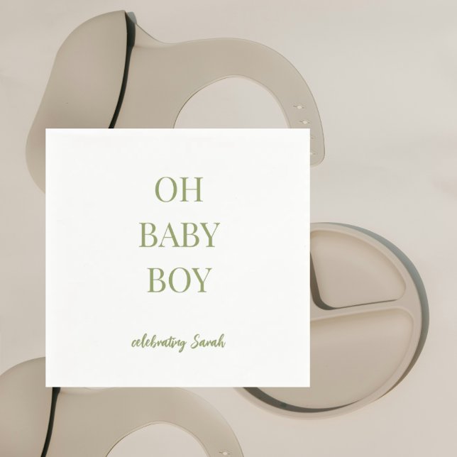 Personalisierte grüne Babyparty für Jungen Serviette (Von Creator hochgeladen)