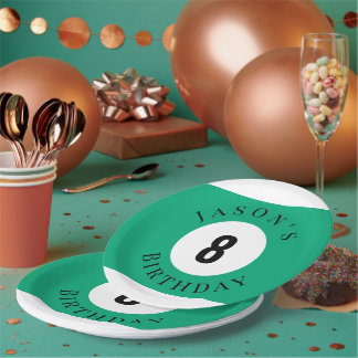 Personalisierte Grüne Billard Pool Billardkugel Ge Pappteller