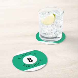 Personalisierte Grüne Billard Pool Billardkugel Ge Runder Pappuntersetzer