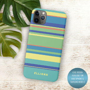 Personalisierte grüne blaue orange gelbe Streifen Case-Mate iPhone Hülle