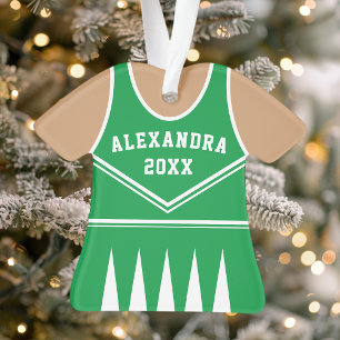 Personalisierte grüne Cheerleader-Uniform Ornament