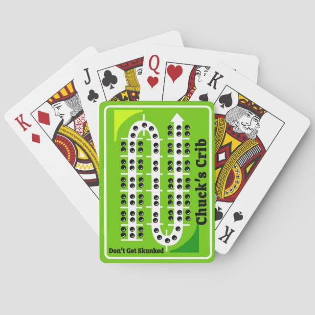 Personalisierte grüne Cribbage-Spielkarten Spielkarten (Rückseite)