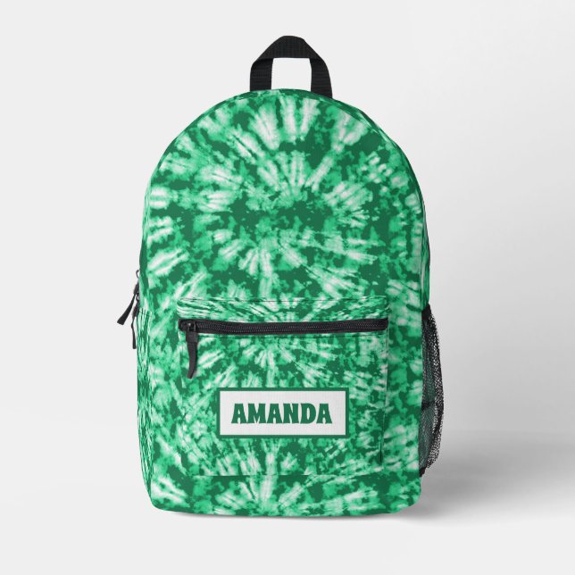 Personalisierte grüne Gefärbte Krawatte Batik Bedruckter Rucksack (Vorderseite)