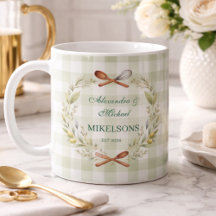 Personalisierte grüne Gingham-Hochzeit für Neuverm