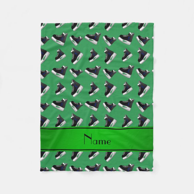 Personalisierte grüne Hockey-NamensSkate Fleecedecke (Vorderseite)