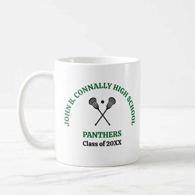 Personalisierte Grüne Lacrosse-Mannschaft der High Kaffeetasse (Links)