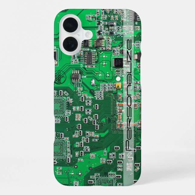 Personalisierte grüne Leiterplatte für IT-Experten iPhone Hülle (Rückseite)