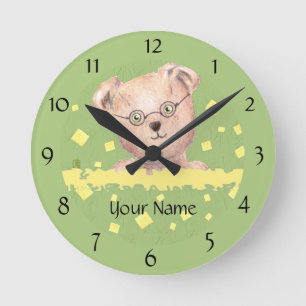Personalisierte grüne mit Augen Teddy Round Wall U Runde Wanduhr