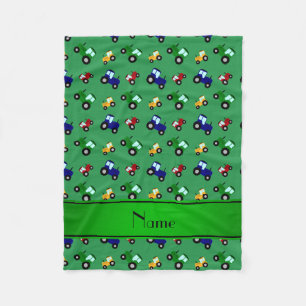 Personalisierte grüne Namenstraktoren Fleecedecke