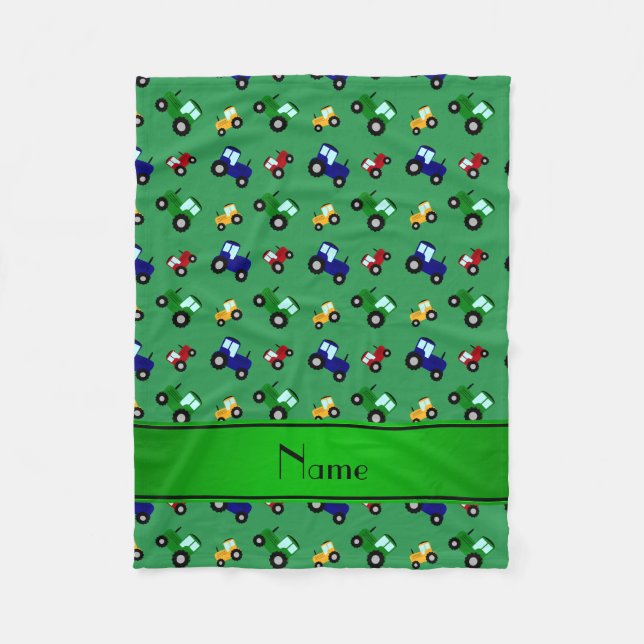 Personalisierte grüne Namenstraktoren Fleecedecke (Vorderseite)