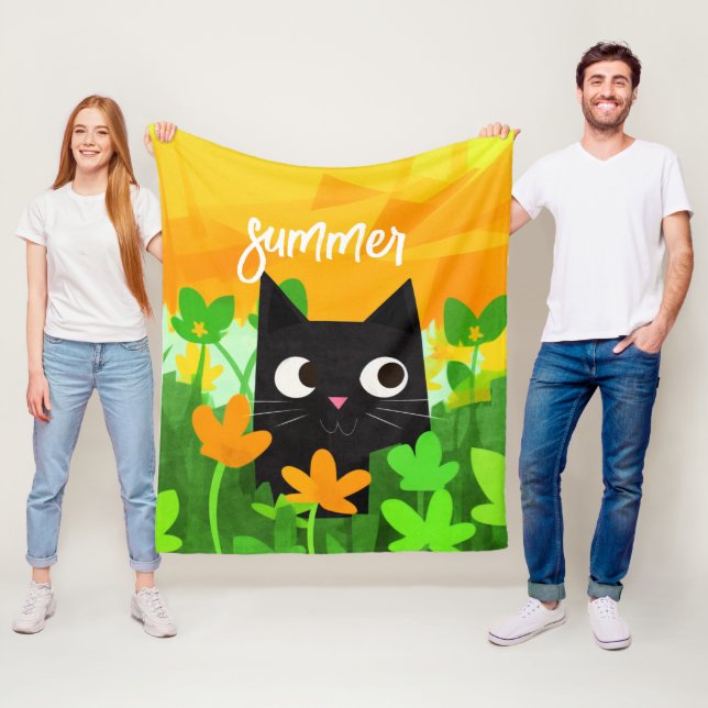Personalisierte grüne Orangenblütenkatze Fleecedecke (Beispiel)