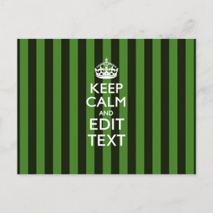Personalisierte grüne Streifen Keep Calm Ihr Text Postkarte
