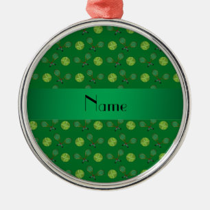 Personalisierte grüne Tennisnamensbälle Ornament Aus Metall