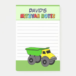 Personalisierte grüne Truck-Mizwa Post-it Klebezettel