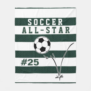 Personalisierte grüne u. weiße FUSSBALL Decke