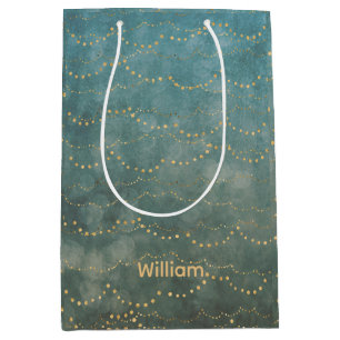 Personalisierte Grüne und Imitats Gold Fairy Littl Mittlere Geschenktüte