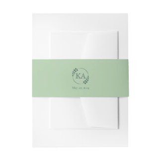 Personalisierte Grüne und Monogramm Hochzeit Einladungsbanderole