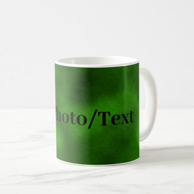 Personalisierte grüne Velours Hinzufügen von Foto  Kaffeetasse (VorderseiteRechts)