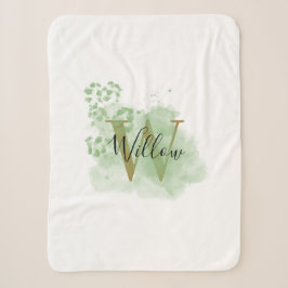 Personalisierte grüne Wasserfarbe und Blütenanfang Sherpadecke