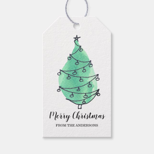 Personalisierte Grüne Weihnachtsbaum-Gift-Tags Geschenkanhänger (Vorderseite)