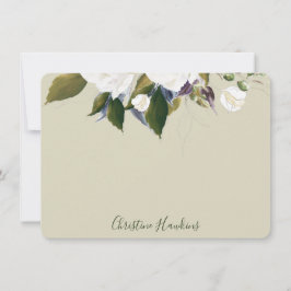 Personalisierte Grünflächen Blätter Aquarellfärbun Mitteilungskarte