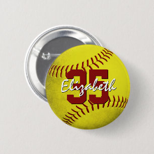 personalisierte grungelgelbe Weichballmädchen Button