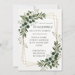 Personalisierte Grünpflanzen Gold Geometrische Hoc Einladung